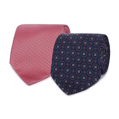 Pack of two pink machine washable ties